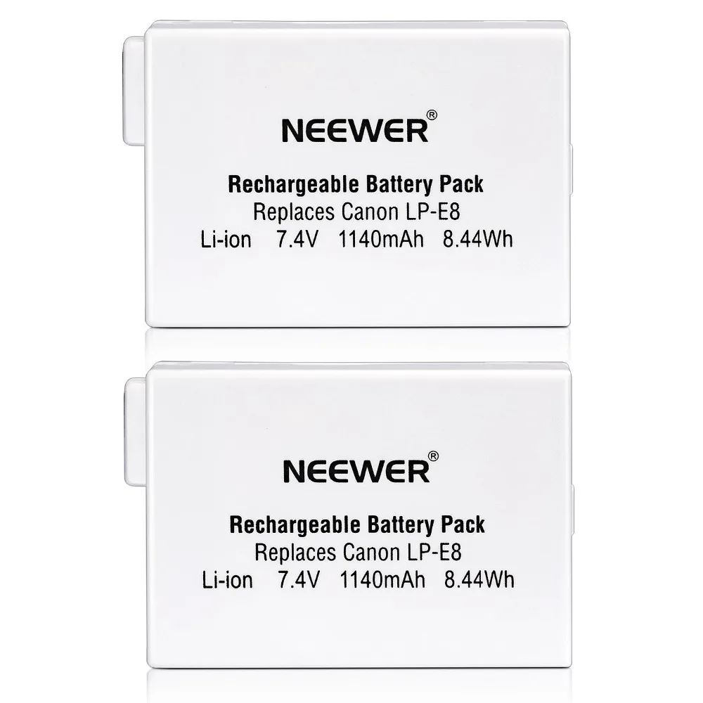 Neewer(2 шт) аккумуляторная LP-E8 литий-ионная батарея для BG-E8 батарейный блок, Canon EOS 550D 600D Digital Rebel T2i T3i
