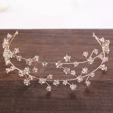 Винтажные золотые свадебные аксессуары для волос, женские ободки с кристаллами и звездами, Свадебные короны, новые украшения для волос, вечерние головные уборы