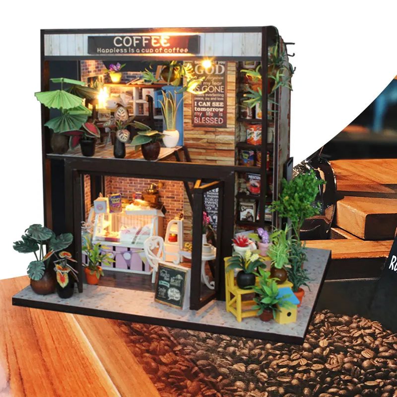 Миниатюрный Кукольный дом DIY Кофейня для кофе мини модельные украшения флэш микро-пейзаж DIY игрушка подарок ремесло DIY Дом