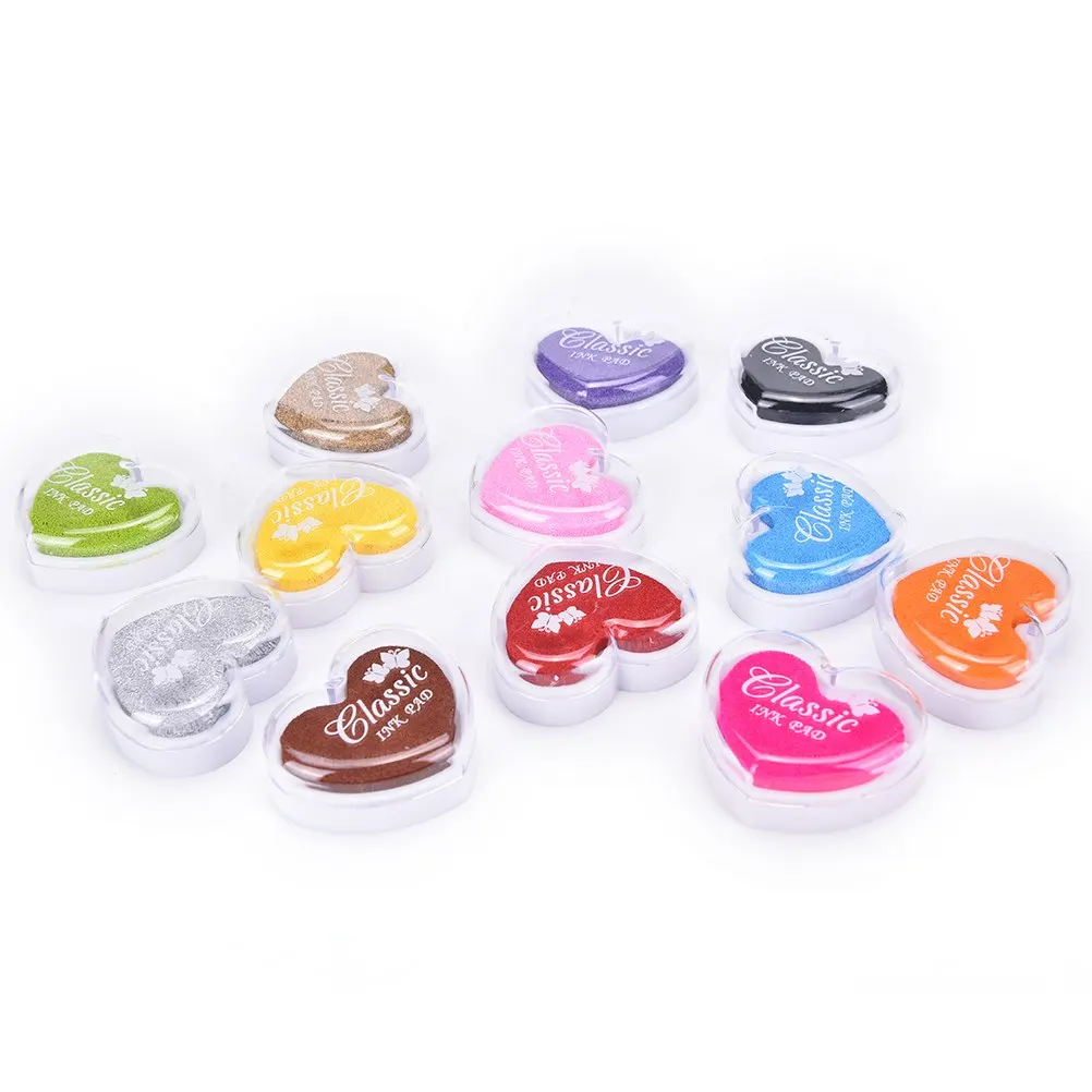 

2019 NEW Heart Shape Ink Pad Oil Based Rubber Stamp For Paper Fabric Inkpad DIY funny work Scrapbooking Album Carft 13 Colors