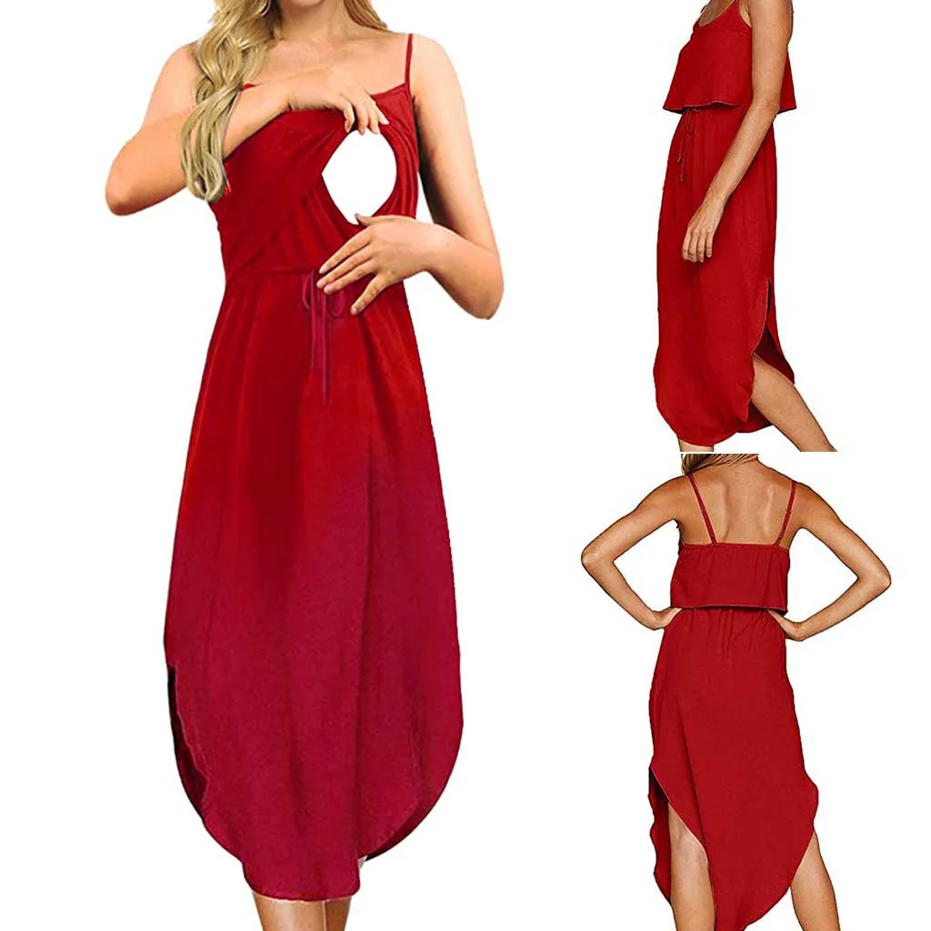 NEW Women Maternity Sleeveless Casual Solid Nursing Vest Dress For Breastfeeding одежда для беременных#G20
