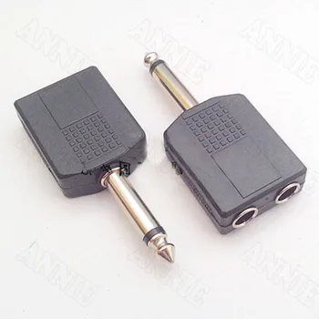 

10pcs/lot 6.5 to Double 6.5 Adaptor One-to-two 6.5 Single Track Plug to Double 6.5 Connector