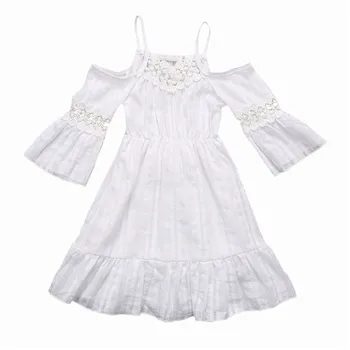 

2017 Summer Baby Kids Girls Clothing Off Shoulder Flower Princess Cute Lace Party Evening Tutu Wedding Beach Dresses Vestidos