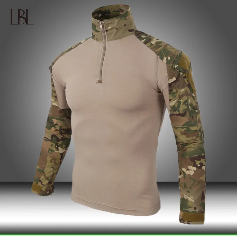 

Men Tactical T-shirt Paintball Combat T Shirt Mens Long Sleeve Military Camouflage T-Shirt Men's Hunt T-shirts Outwear Clothing