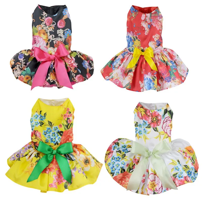 Cute Polka Dot Ribbon Dog Dress Clothes Cozy Sleeveless Shirt Pet Sundress Princess Party Small Skirt Clothing | Дом и сад