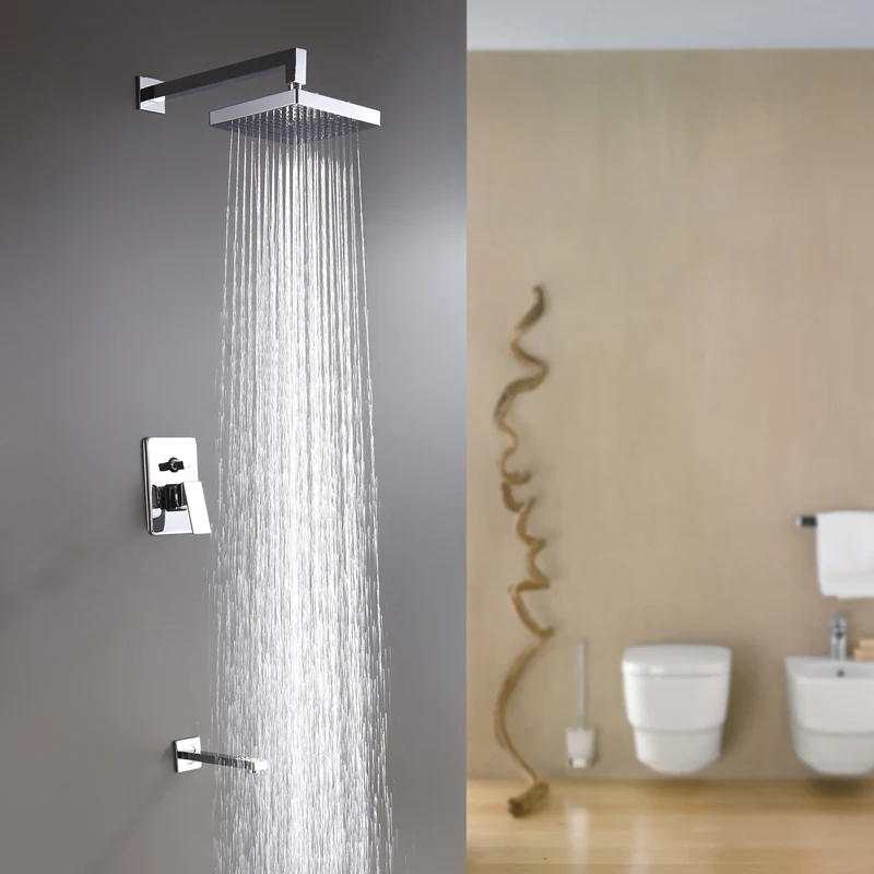 Square 8 Inches Faucet Bathroom Rainfall Shower Set Faucet Mixers Taps