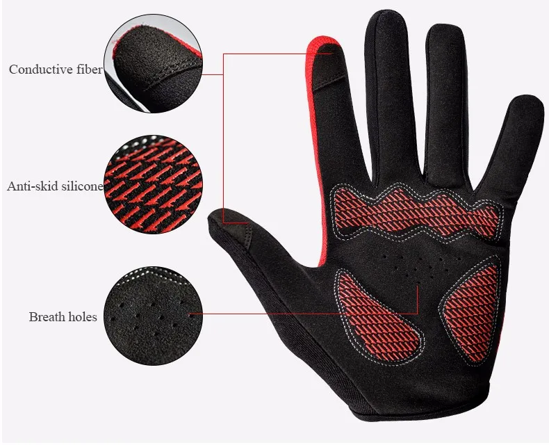 Touch Screen Bike gloves Full Finger Cycling Bicycle Gloves Men Mountain Sports Lycra Glove Eldiven Guantes Ciclismo Breathable Luvas Guant  (4)