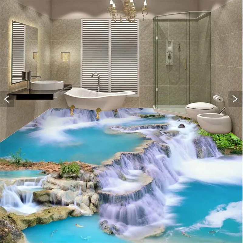 Floor painting 3D Wallpaper clear river stone Bathroom Floor Mural 3d PVC Wall paper Self  Floor painting 3D Wallpaper clear river stone Bathroom Floor Mural 3d PVC Wall paper Self