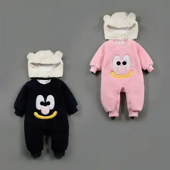 

Warm Fleece Baby Boys Baby Girls Autumn Winter Black Pink Halloween Costume Jumpsuit Cute Big Nose Outfit with Hat 12M-24Months