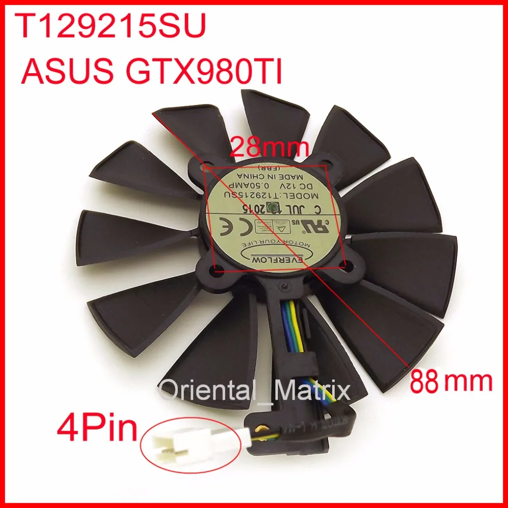 Prix pour Livraison Gratuite EVERFLOW T129215SU 12 V 0.5A 88mm 28*28*28*28mm 4 Broches Pour ASUS GTX980TI Graphics Card Refroidisseur Ventilateur De Refroidissement Prix pour Livraison Gratuite EVERFLOW T129215SU 12 V 0.5A 88mm 28*28*28*28mm 4 Broches Pour ASUS GTX980TI Graphics Card Refroidisseur Ventilateur De Refroidissement