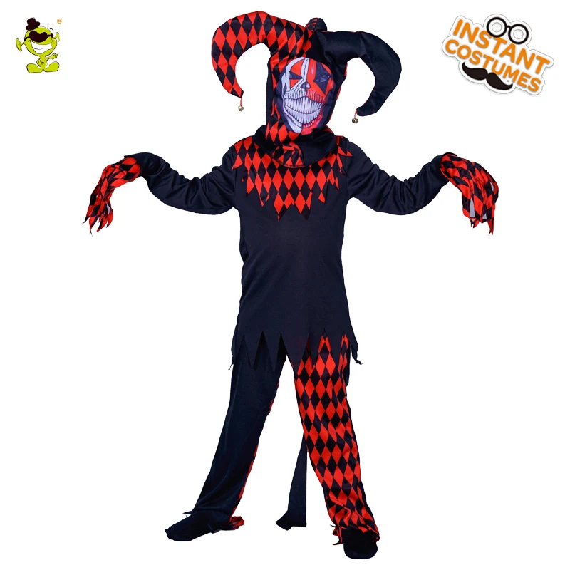 Новое поступление, детские костюмы для клоуна со злом шут, маскарадный вечерние костюм для Хэллоуина, костюм страшного клоуна, вечерние имитация нарядного платья