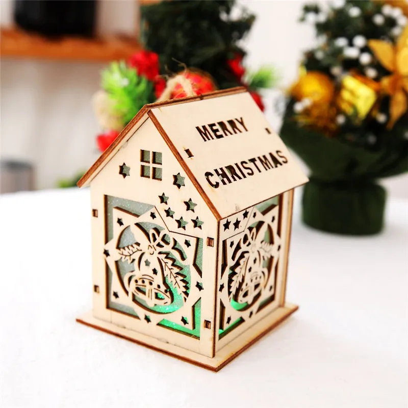 Hoomall деревянный светодиодный светильник, светящийся деревянный дом, Настольная Рождественская елка, Звездные украшения, рождественские украшения для дома, Navidad - Цвет: 7x4x4cm B