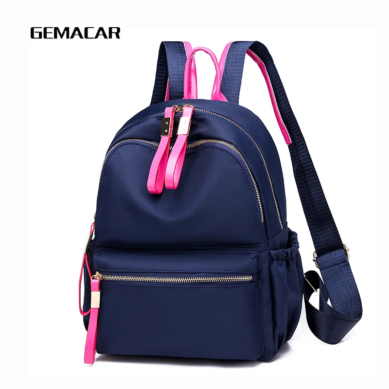

New Simple Backpack Women Fashion Youth Bagpack School Bag Girl Waterproof Wear Resistant Fabric Knapsack Ladies Contrast Color