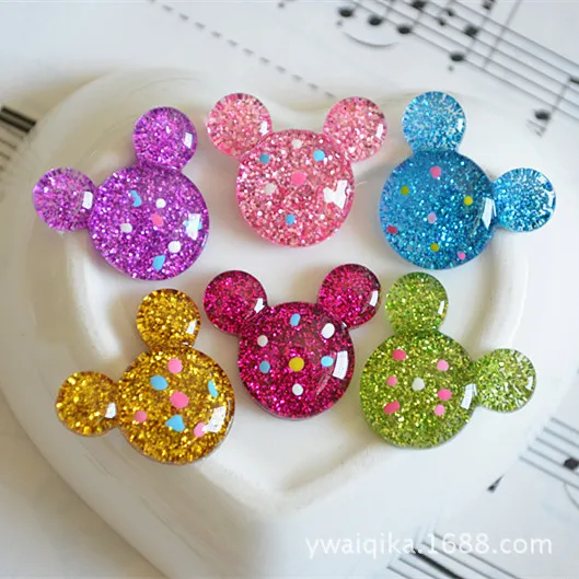 

Free Shipping 40 X Crystal Resin Mickey Party DIY Embellishment Craft Shiny Mickey Pendant Mobile Phone Accessories