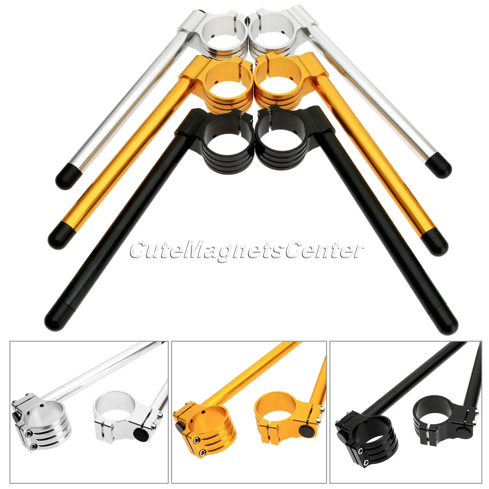 55mm CNC Aluminum Motorcycle Handlebar Universal Racing Adjustable Clip