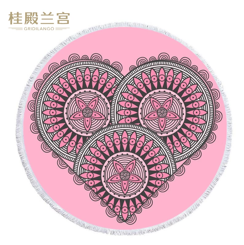 GRIDILANGO Mandala Bohemia Round Beach Towel With Tassel Microfiber