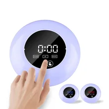 Мульти-функциональный цифровой будильник часы с режимом включения по таймеру Красочный светодиодный ночник, для дома Температура детская комната сенсорный Сенсор будильник