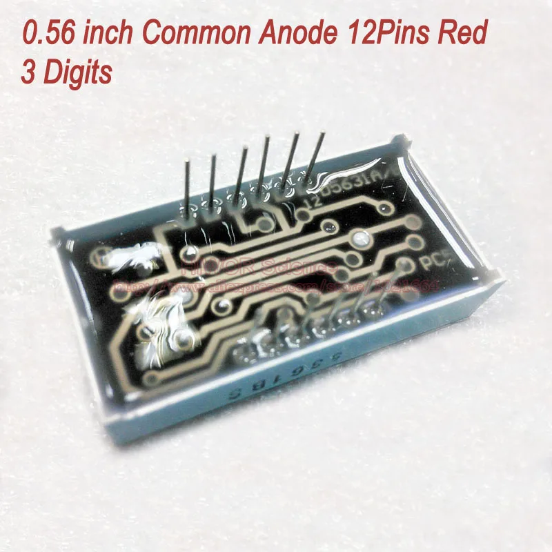 (10 шт./лот светодио дный дисплей 0,56 дюймов 12 контактов 3 цифры биты 7 сегментный светодио дный красный светодиодный дисплей общий анод
