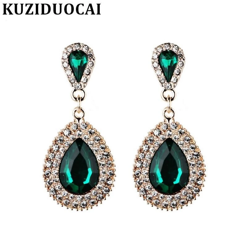 

Kuziduocai New Fashion Jewelry Crystal Droplet Zircon Nightclub Stud Earrings For WomenStatement Brincos Pendientes Gifts E-862