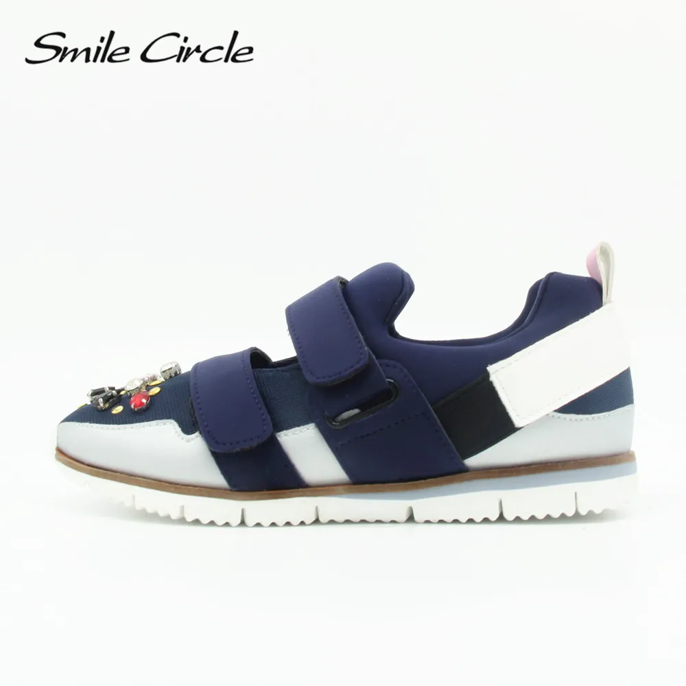 

Smile Circle 2018 Spring Summer Style Shoes for Women Sneakers Flat Shoes Fashion Rhinestones Flower Casual Shoes women sandals