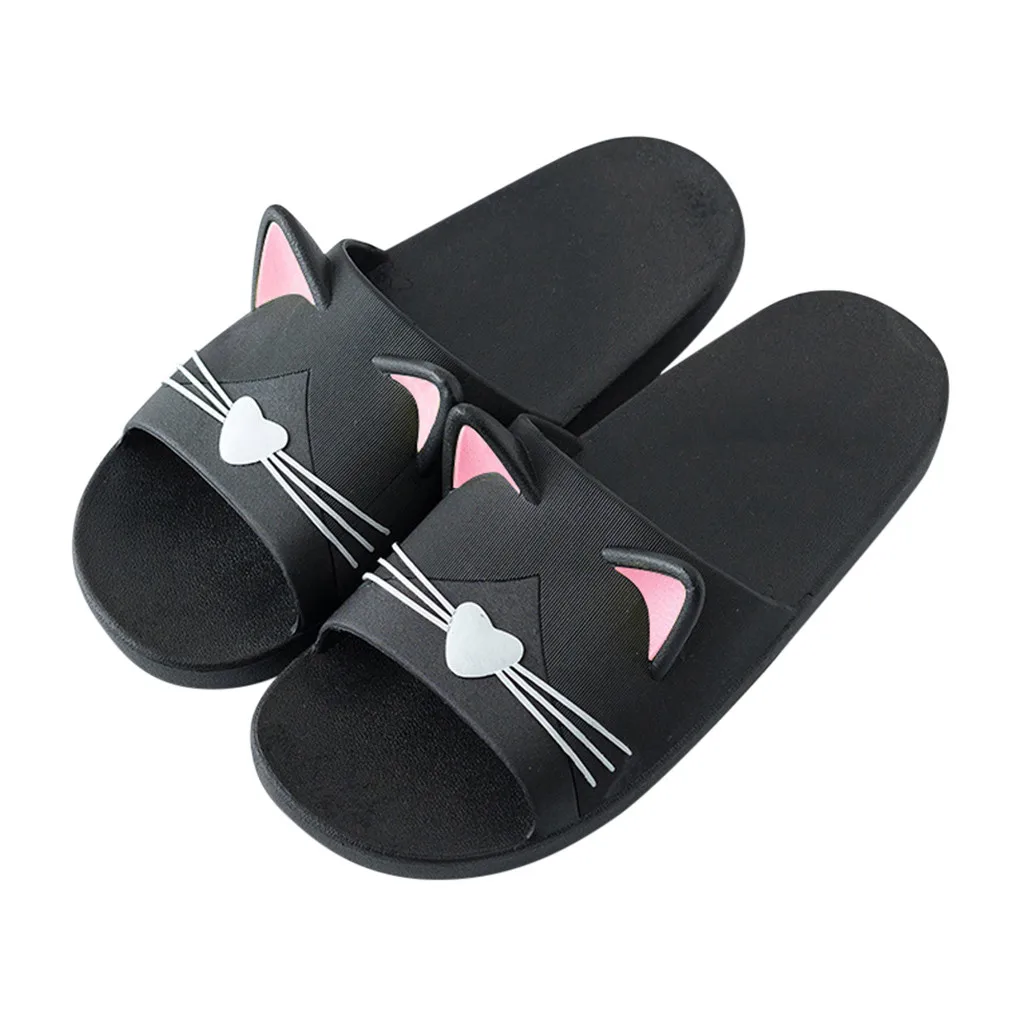Soft Soled Men Women Summer Slippers Cute Cat Non-Slip Indoor Outdoor Couple Household Bathroom