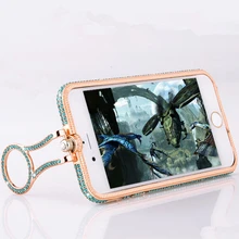 Phone Cases Holder for Iphone 6 S Bumper Mobile Phone Support Stand Box for Iphone7 Telephone Bling Diamond Frame Accessory SL96