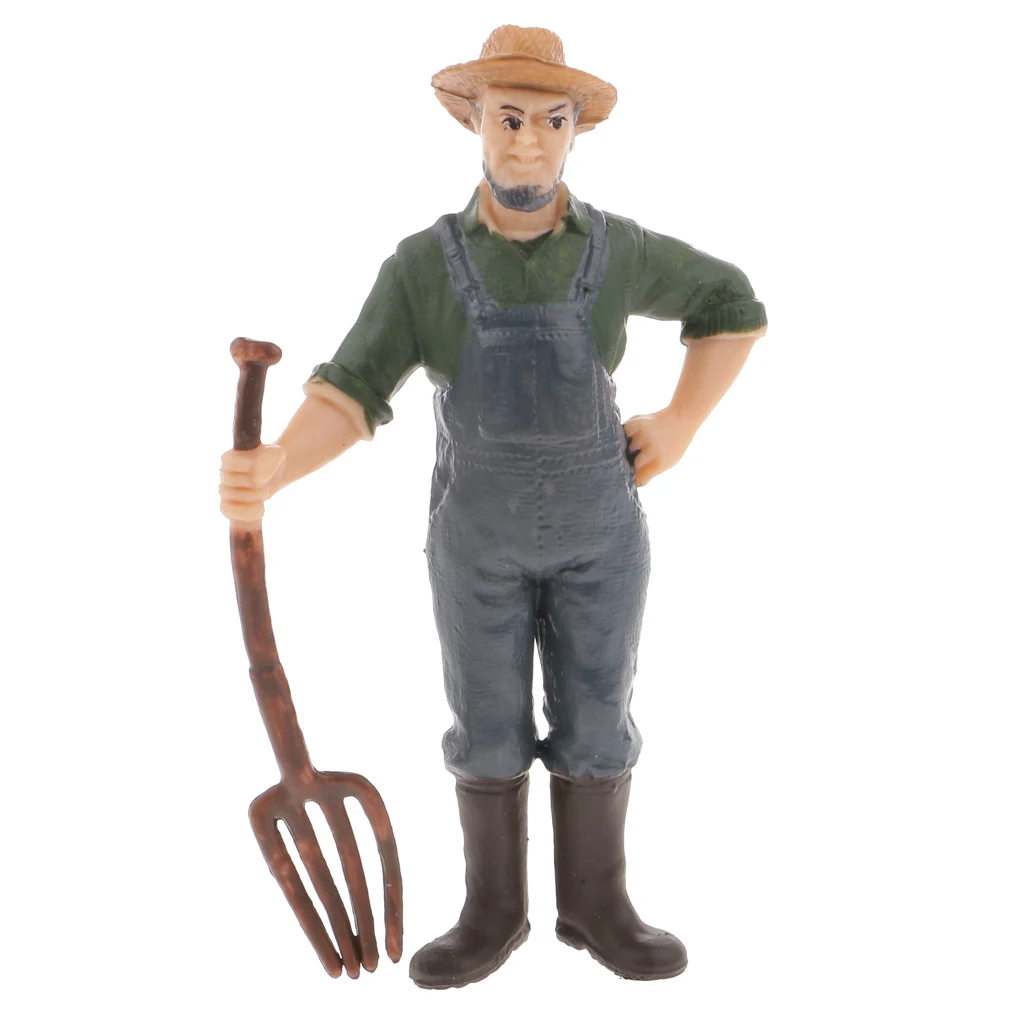 Magideal 1Pc Realistic Male Farmer People Figurine Model Action Figure Kids Children Toy Gift Collectible