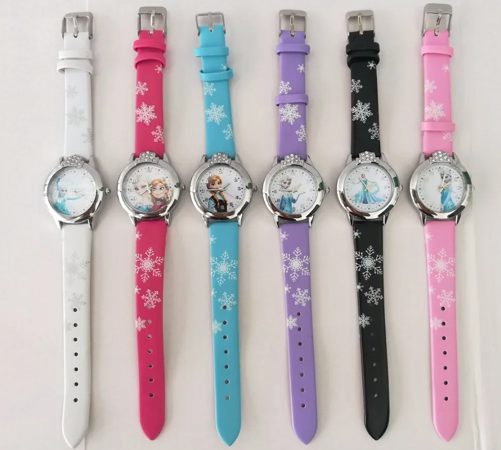 fashion kids children girls boys 3D cartoon snow Queen Princess Watch students sister birthday gift party quartz wrist watches