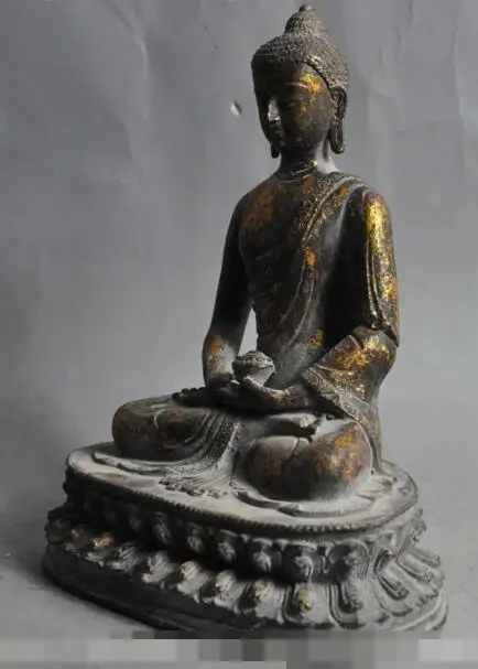 

S02764 Tibet Buddhism pure old Bronze Seat Lotus Shakyamuni Amitabha Buddha Bowl Statue (B0328)