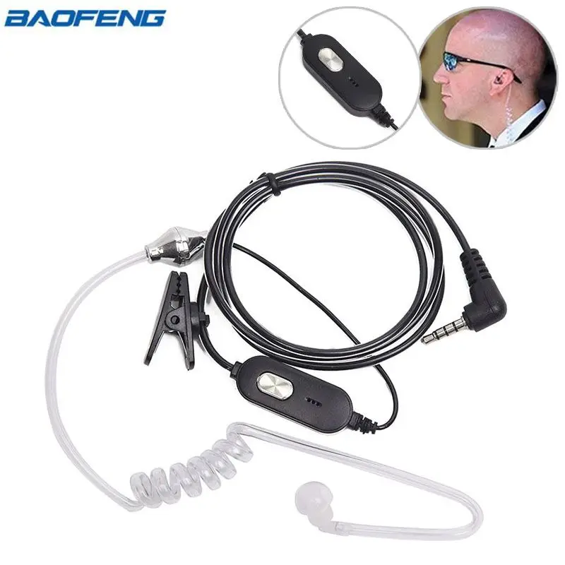 Baofeng 1 Pin Covert Air Акустическая трубка Гарнитура динамик для Walkie Talkie BF T1 UV 3R Plus T8 Mini
