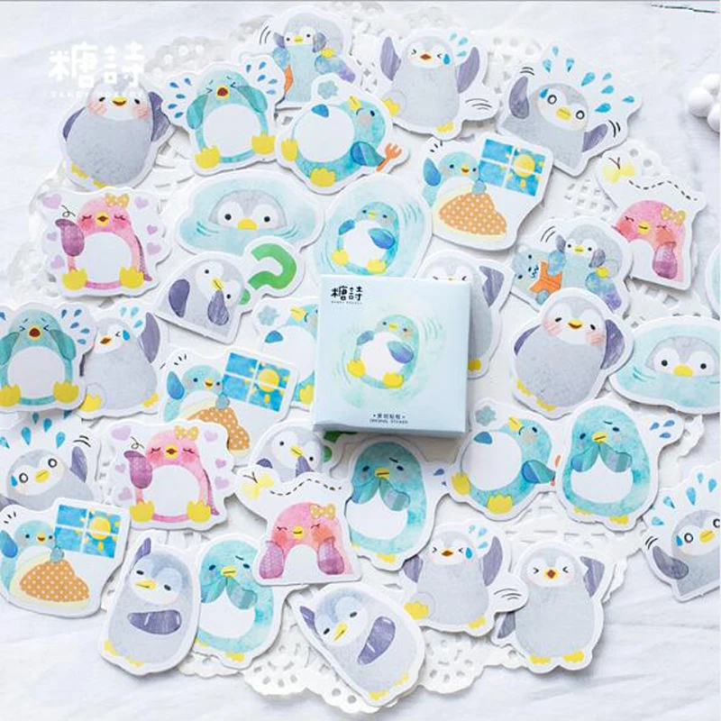 

45 PCS/box Lovely Penguin Paper Lable Stickers Crafts And Scrapbooking Decorative Lifelog Sticker DIY Lovely Stationery