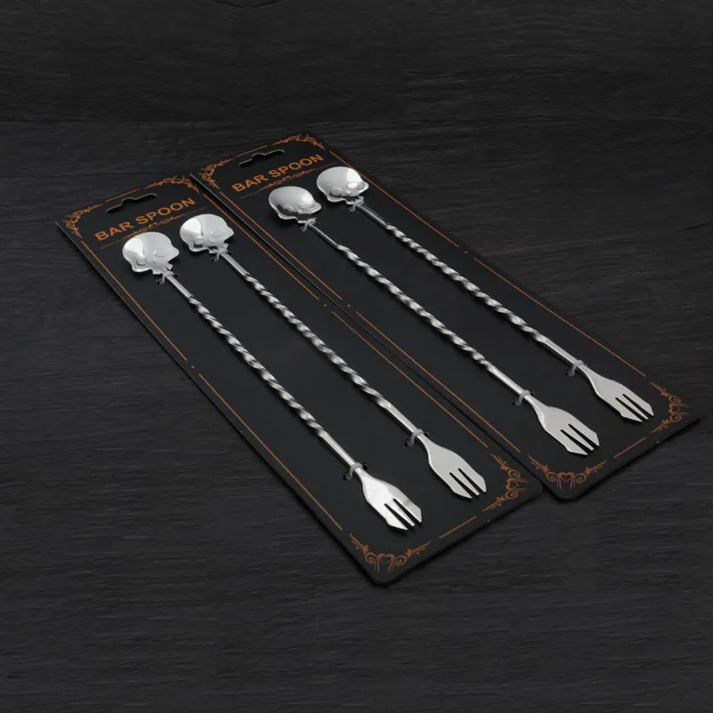 4pcs skull pitchfork fruit fork. 304 stainless steel spoon fork mixer
