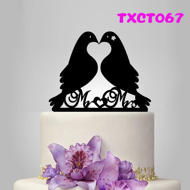 Two Love Birds Mr Mrs Wedding Cake Topper Wedding Decorations Supplies With Free Shipping 10pcs Lot Decorative Wedding Boxes Wedding Decorations Peacock Featherswedding Decoration Kits Aliexpress