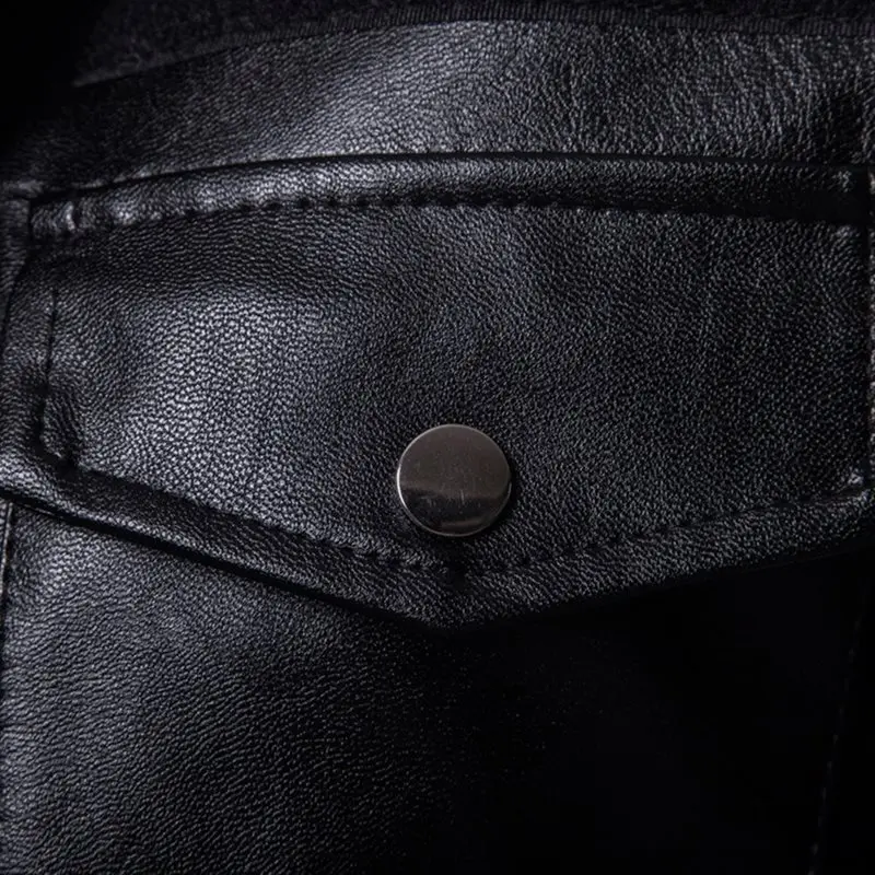 2019 Осень Черный готический плюс размер 5XL повседневные мужские куртки тонкий PU подставка с воротником карман уличная пальто мужские s