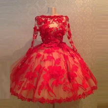 Индивидуальный заказ платья 3D цветочный торжественное платье Длинные рукава Линия Новые Элегантные платья Тюлевое Платье De Soiree avondjurken