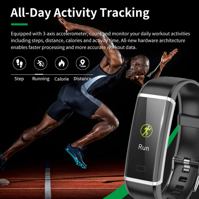 Color Screen Smart Watch Men Women Sport Smart Bracelet Fitness Tracker Heart Rate Monitor IP68 Waterproof For IOS Android GPS