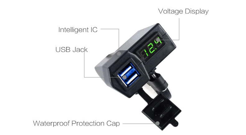 Дизайн 12 В Цифровой вольтметр DC мотоцикл двойной USB разъем 4.2A 2 порта USB выход двойной USB Автомобильное зарядное устройство для Android Ios