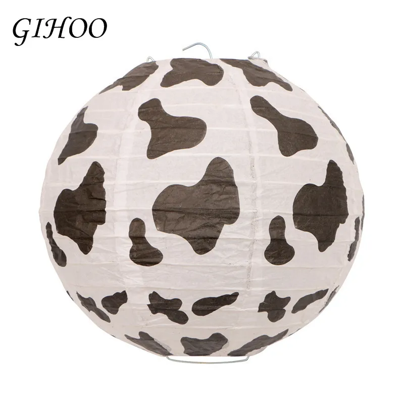 

1pc 8inch Round Cow Paper Lantern Birthday Wedding Party Decor Gift Craft DIY Lampion White Hanging Lantern Ball Party Supplies