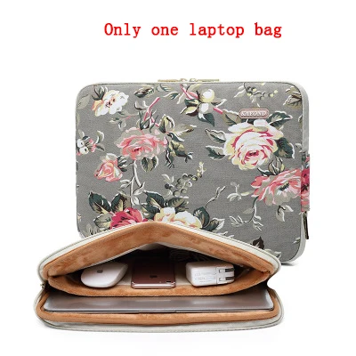 Waterproof Canvas Printing Women Men Sleeve Laptop Bag For Macbook Air 13 Pro 11 12 14 15 Case For Xiaomi Asus Lenovo Cover - Цвет: gray flower