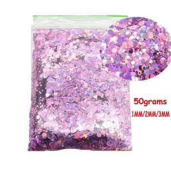 

25 Colors Cosmetic Grade Body & Face & Nail Glitter Sequins 50g(1.76OZ) Fine Sparkle Glitter For Festival Makeup Mixed 1,2,3MM,