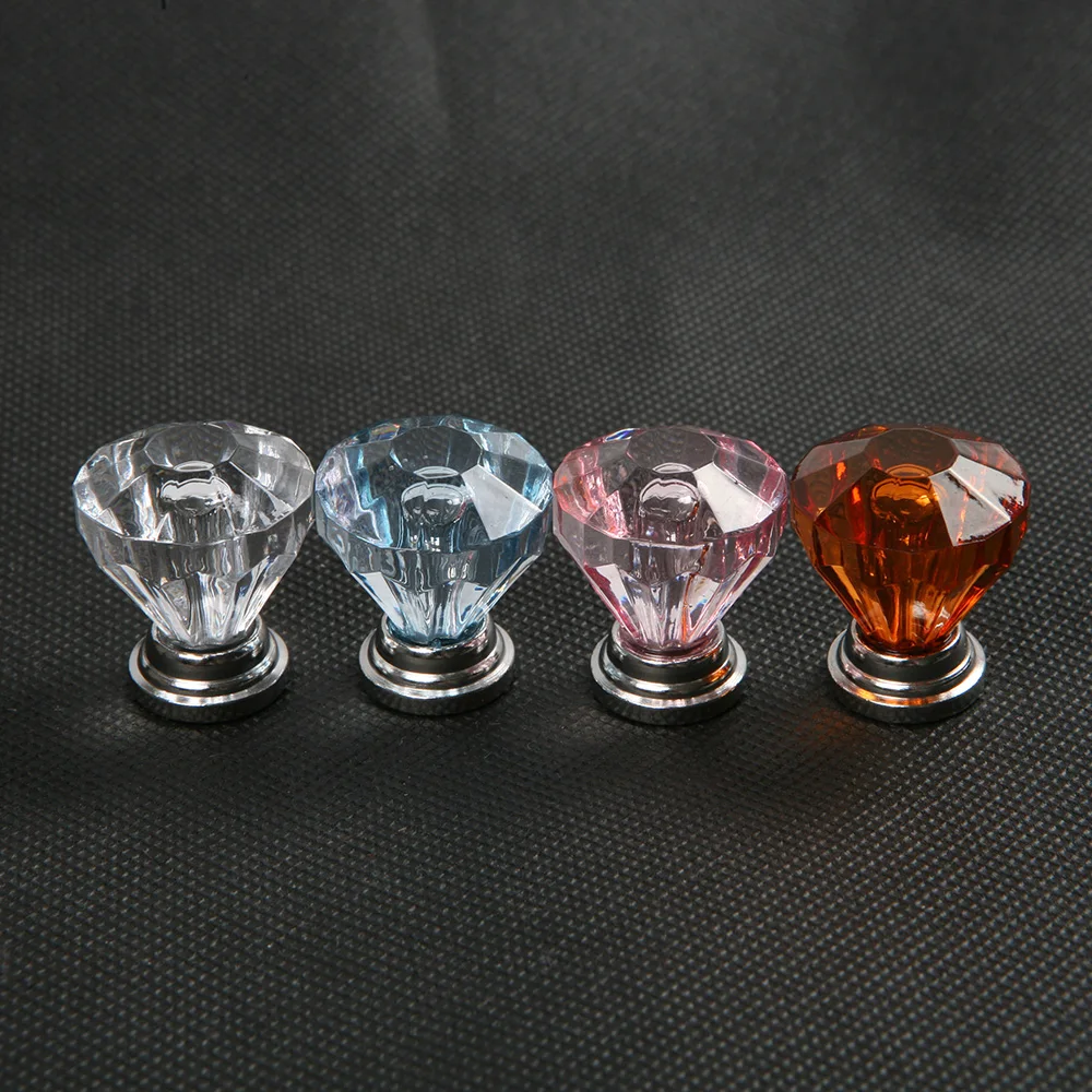 4pcs/set 20mm Crystal Glass Door Cabinet Drawer Cupboard Kitchen Pull Handle Knob