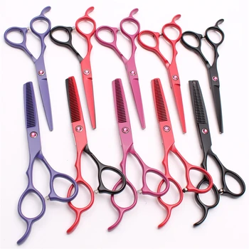 

Left Hand 6.0 inch 17.5cm Customize Logo 440C Haircut Set Hairdressing Scissors Cutting Scissors Thinning Shears Hair Scissors