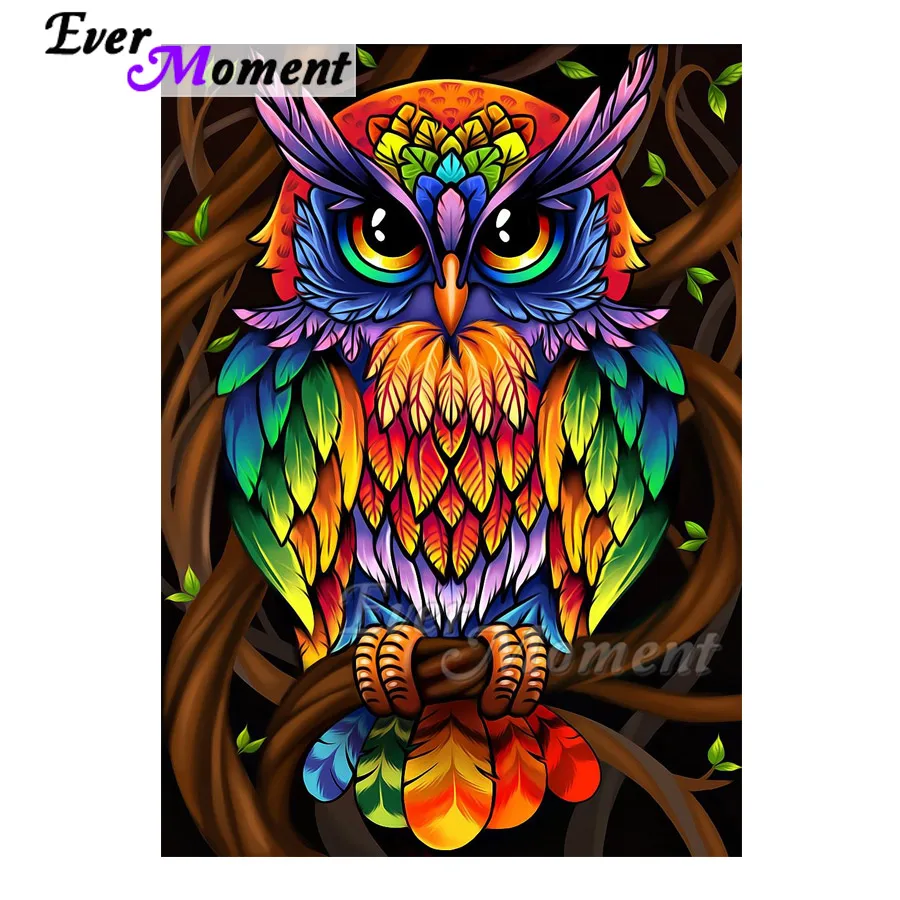 

Ever Moment Diamond Painting Handmade Colorful Owl Branch 5D DIY Picture Of Rhinestone Diamond Embroidery Cross Stitch 3F1164
