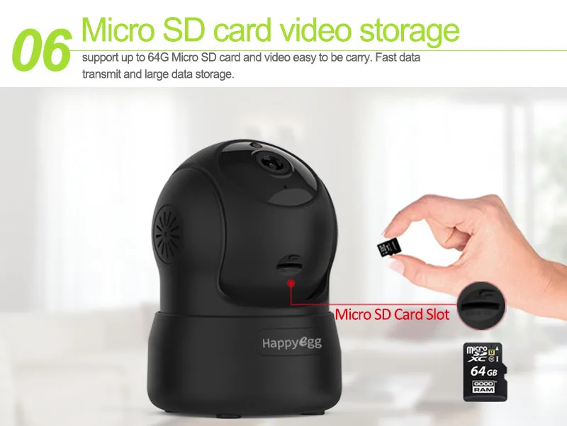 Happyegg обладает 632KC HD IP Камера скорость панорамирования и наклона P2P Wi-Fi Камера 2-полосная аудио с Ночное видение слот карты Micro SD ONVIF Детские nimi Камера