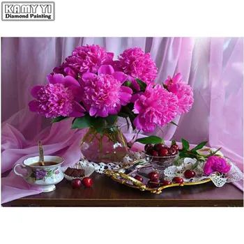 

5D Diy Diamond Painting Carnations Pattern Cross Stitch Diamond Embroidery Flowers Full Round Diamond Mosaic Home Decor XY25