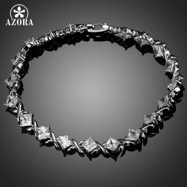 AZORA Elegant 19pcs Clear Square Cubic Zirconia Bracelet TS0068