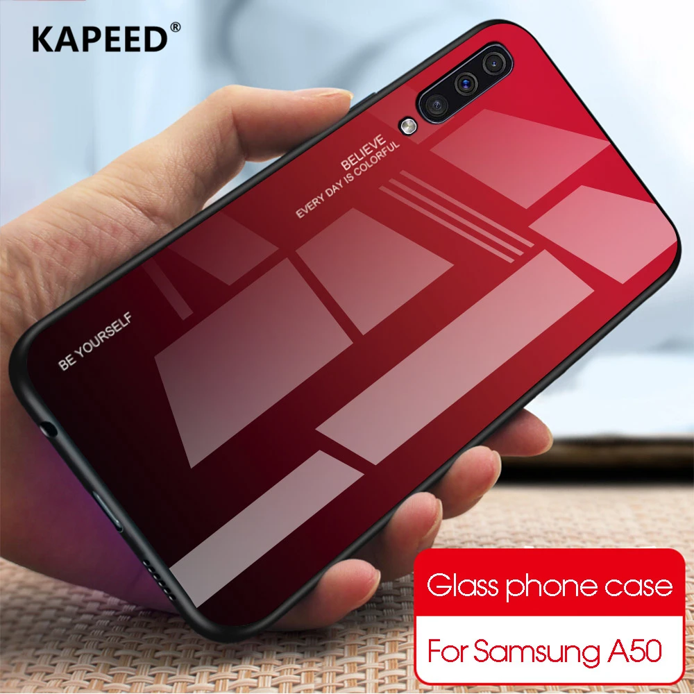 

Glass Case For Samsung Galaxy A70 A50 A30 Gradient Tempered Glass Soft Silicone Frame Phone Cover Cases For Samsung A10 A20 A40