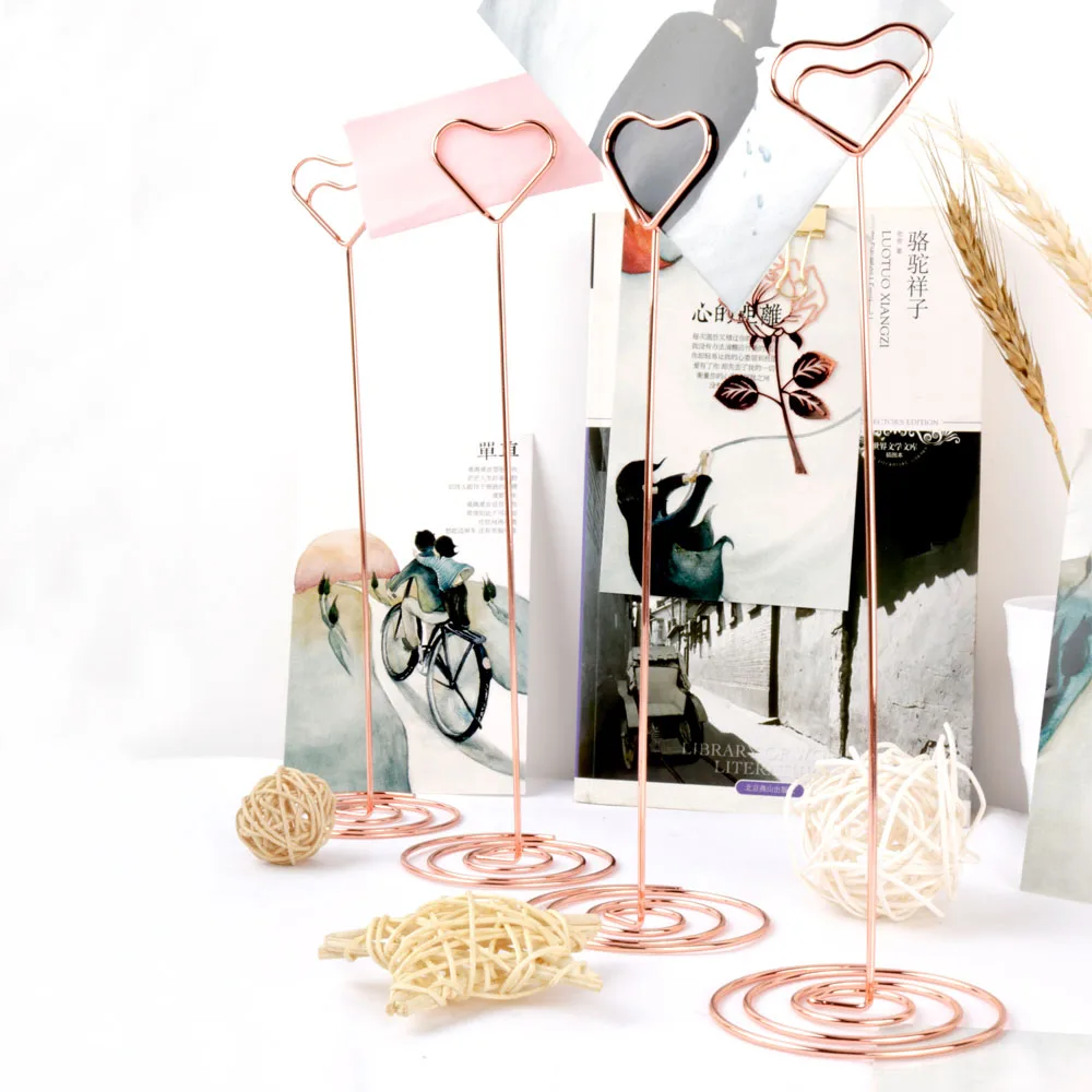 

New Gold/Pink Gold Heart Design Metal Notes Clip Creative Message Photo Clip Stand Memo Clip Note Holder Card Holder