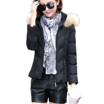

Winter Plus size down cotton coat women new thick short section cotton coats women's casual hooded fur collar cotton parkas a328