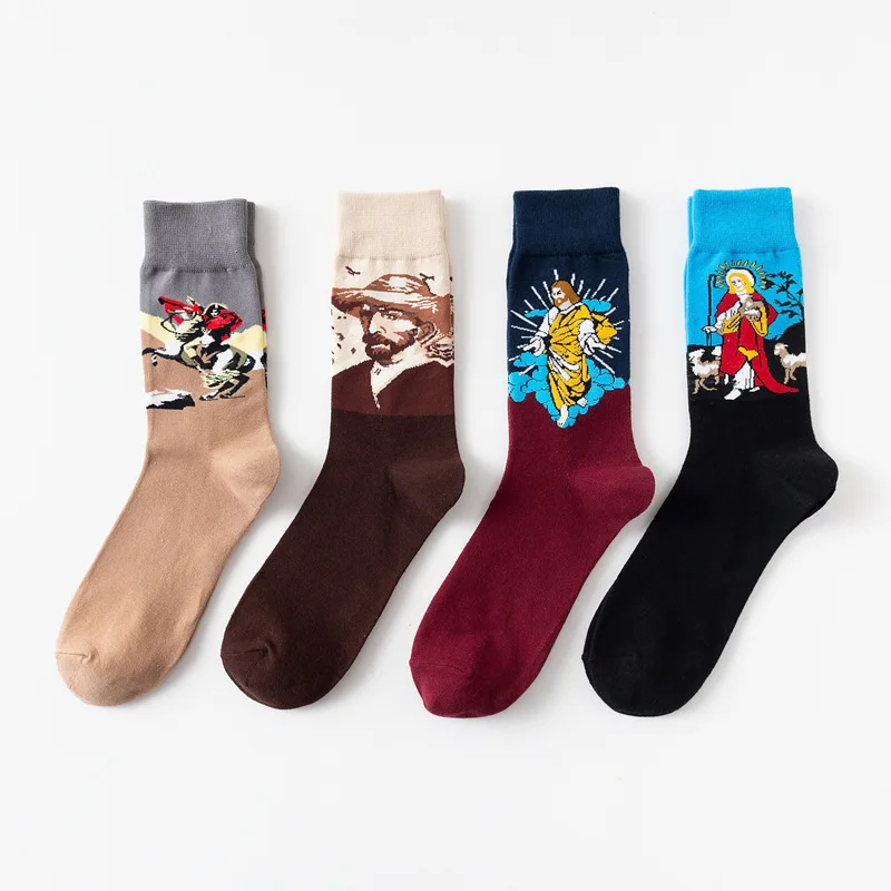 4 пара/лот, носки Marvel, забавные счастливые носки, Ретро стиль, окрашенные длинные носки для мужчин, уличный стиль, хлопковые носки, подарки для мужчин - Цвет: 4SK--C12